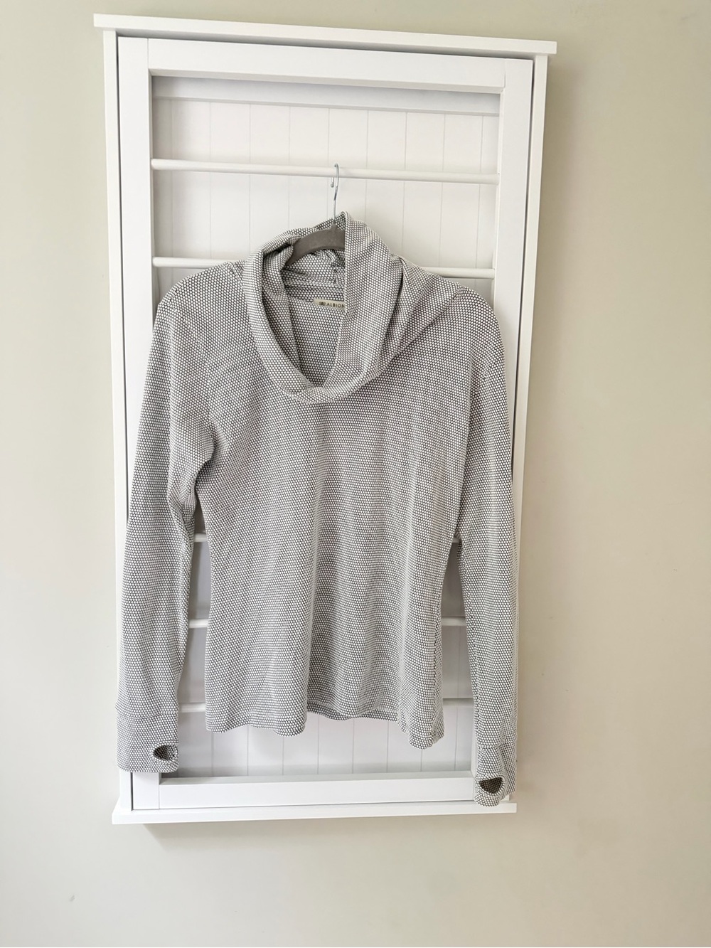 Albion Cowl Neck Textured Long Sleeve Top Black White Size M